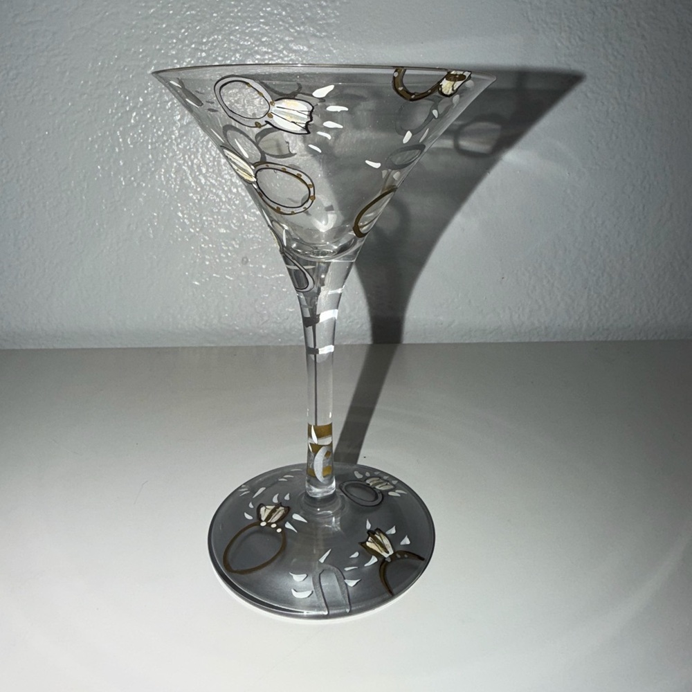 Lolita Wedding Martini Glass with Black and Wh Design